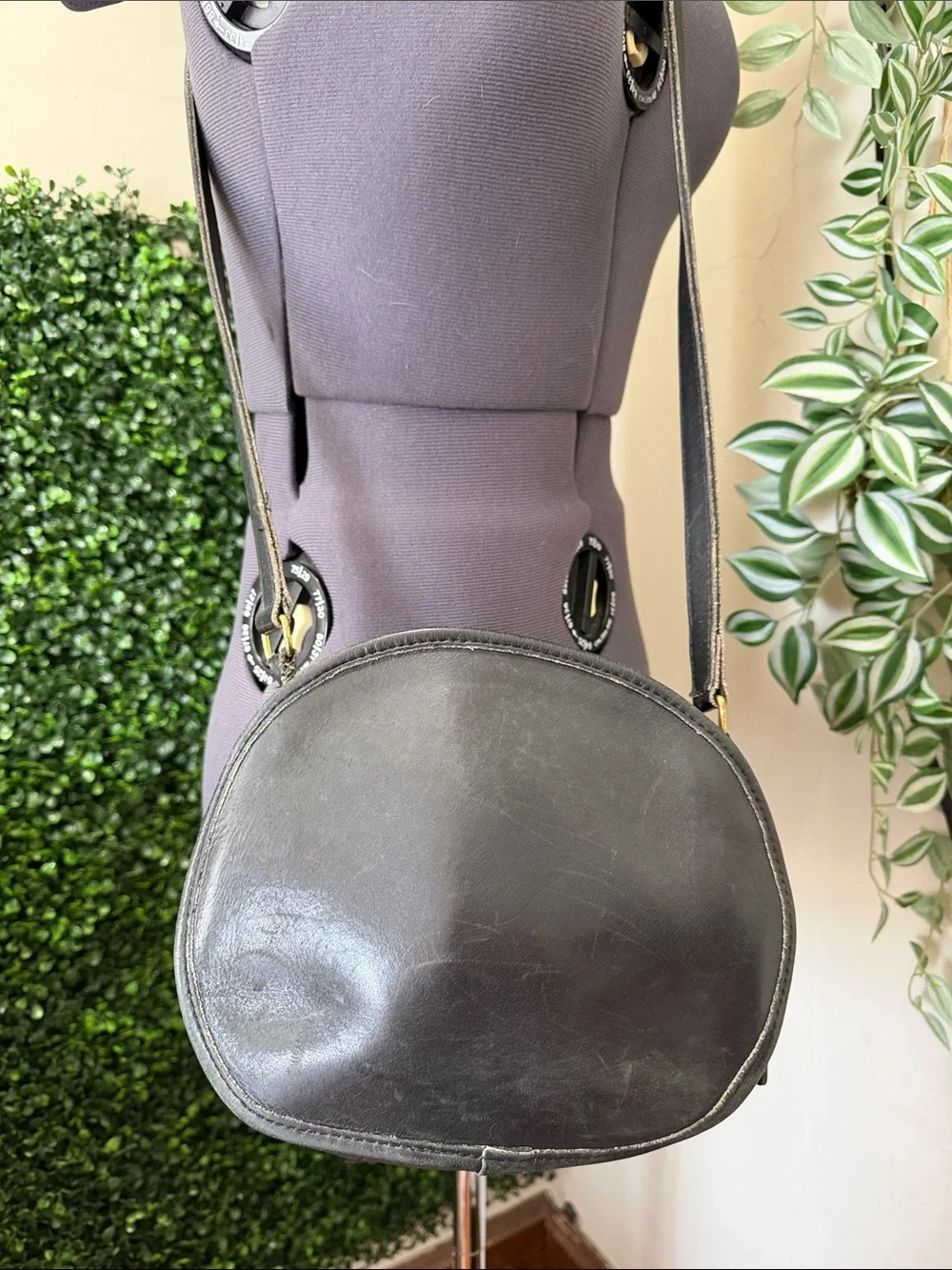 Coach Black Round Leather Crossbody Bag
